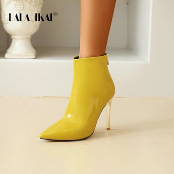LALA IKAI dámske Topánky na Jeseň Zima 2020 Vysoké Podpätky, Topánky dámske Členkové Topánky 10 cm Ukázal Prst Podpätky botas de mujer Plus Veľkosť