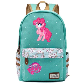 Horúce Cutie My Little Pony Rainbow Dash Pinkie Pie Kvety Dot Chlapec Dievča Školy taška Ženy Bagpack Teenagerov Plátno Femme Backpack9