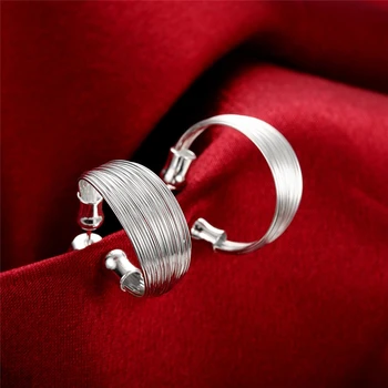 DOTEFFIL 925 Sterling Silver Hladké Multi-line Stud Náušnice Pre Ženu Svadobné Zapojenie Fashion Party Kúzlo Šperky
