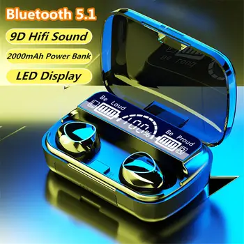 M10 TWS Bluetooth 5.1 In-Ear 9D Mini Touch Športové Binaural Slúchadlá pre Telefóny Bezdrôtové Slúchadlá Bluetooth Auriculares