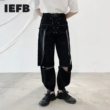 IEFB /pánskeho oblečenia nika osobné obväz otvory čierne nohavice pre mužov 2021 príliv nové módne japonskom štýle nohavice bežné 9Y2674