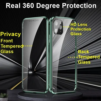 Tongdaytech ochrany Osobných údajov Magnetické Adsorpcie Tvrdeného Skla Prípade Kovov 360 Ochranný Kryt Pre Iphone XR XS 11 Pro MAX 8 7 Plus SE2