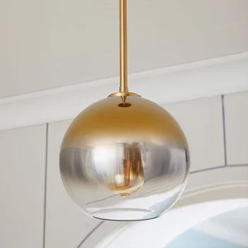 Nordic Sklenený Prívesok Svetlá Jednoduché Zavesenie Sklenený Prívesok Lampa Gradient Sklo Panel LED sklenený Prívesok Light Designer Hanglamp