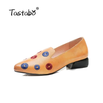 Tastabo Originálne Kožené Topánky Ručne vyrábané dámske topánky na Nízkom podpätku topánky dámske Ploché topánky dámske Multicolor vzor