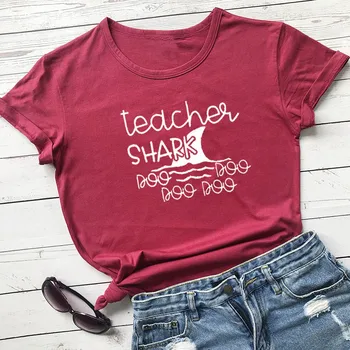 Unisex Učiteľ Shark T-Shirt Slogan Sranda Bežné Tumblr Tričko Bavlna Grafické Shark Estetické Bežné Topy Grafické tshirts