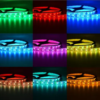 5M RGB Vodotesný LED Pás 5050 SMD Flexibilné Led Nočné Lampy Dovolenka Svetlo Stolná Lampa DC 12V 44Key IR Diaľkové ovládanie Prijímača