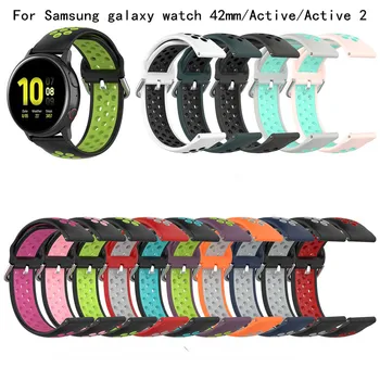 20 mm 22 mm priedušná Silikónové Popruh na Zápästie Band galaxy sledovať 42mm Vymeniteľné pre Samsung active2/Active Smart hodinky