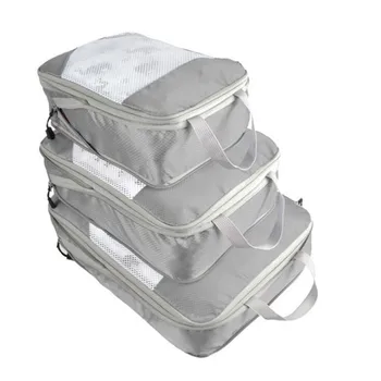 Skladná skladovanie taška nastaviť Tri-kus Kompresné Balenie Kocka Cestovné Batožiny Organizátor skladacia Cestovná Taška Organizátor