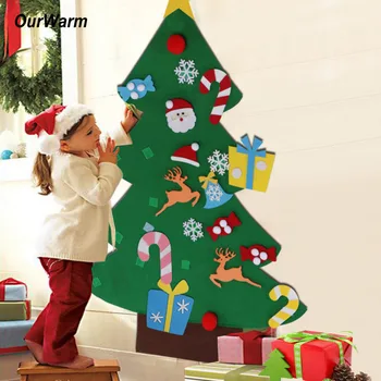 Urob si sám Cítil Vianočný Stromček Nový Rok Dvere Stene Visí Ozdoby, Umelý Strom Deti Hračky, Vianočné Dekorácie Pre Domov Strán