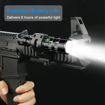 Taktická Baterka 1600 Lúmenov USB Nabíjateľné Baterky Nepremokavé Lovecká Zbraň Svetlo s Picatinny Rail Namontujte Príslušenstvo
