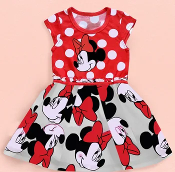 Dievčatá Disney šaty minnie myši šaty cartoon akcie obrázok lete princezná sukne, detské šaty