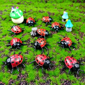 12pcs Hmyzu Simulácia mini Lienka sošky Zvierat model Diy domova miniatúrne víla, záhradné dekorácie, doplnky, moderný