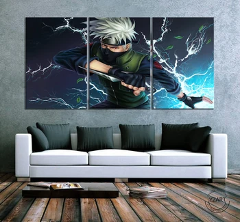 3ks HD Anime Stenu Obrázok, Kakashi, Naruto Plagát Comics Wall Art Decor Obrazy pre Spálňa Decor