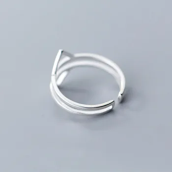 INZATT Reálne 925 Sterling Silver Geometrické Línie Trojuholník Otvorenie Krúžku Pre Ženy Duté Krúžok Jedinečný Jemné Šperky Minimalistický Darček