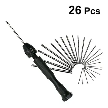 26Pcs Pin Vise Ručné Vŕtačky Wire Gauge Bit Držiteľ Krútenie Rotačný Nástroj S 25pcs 0.5-3.0 mm Vrtákov Pre Šperky, Hodinky Opravovanie