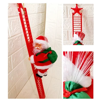 Santa Claus Lezenie Rebríky Elektrické Santa Claus Bábika Vianočný Stromček Visí Ozdoby Vonkajšie Vnútorné Domáce Dekorácie