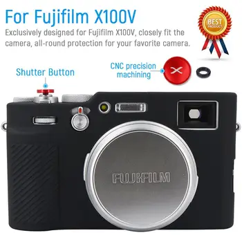 Mäkké Silikónové Brnenie Pokožky Gumové Ochranné Fotoaparát Prípade Fujifilm Fuji X100V + Tlačidlo na Uvoľnenie Uzávierky