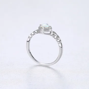 CZCITY Módne 925 Sterling Silver 4 mm Kolo Fire Opal Birthstone Prstene pre Ženy Originálne Farebné Gem Snubné Prstene, Šperky