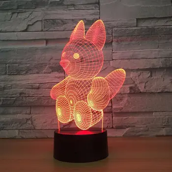 Kreatívne Veverička 3D Lampa Dotyk Akryl Visual Led Nočné Svietidlo Farebné Postupné Nočné Svetlo Domova Drop Shipping