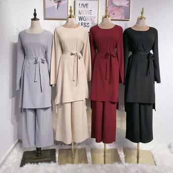 Abaya Dubaj Moslimských Hidžáb Oblečenie Kaftane Arabes Mujer Kaftan Turecký Islamské Oblečenie Pre Ženy Ensemble Femme Musulmane 2 Kusy