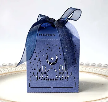 10pcs Eid Mubarak Candy Box Prospech DIY Papierové Darčekové krabičky Šťastný Islamskej Moslimských al-Fitr Eid Ramadánu Dekor Strana navrhne EI09