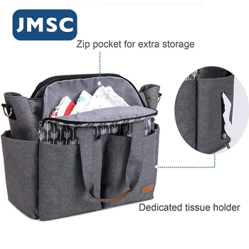 JMSC Módne Múmiový Materskej Nappy Messenger Taška Veľká Kapacita Cestovné Ošetrovateľskej Plienky Multifunkčné Nepremokavé Vonkajšie Kočík