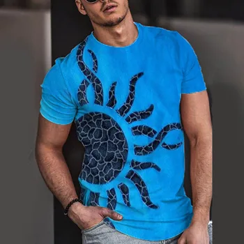Trendy pánska Móda Vzor Vytlačené T-shirt Slim Vonkajšie Bežné Nakupovanie-Krátke rukávy Okrúhle Krčný Módne pánske Top#g30