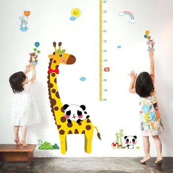 Deti hoogte grafiek muursticker interieur giraf hoogte heerser decoratie kamer obtlačky muur umenie nálepky tapety HM19002