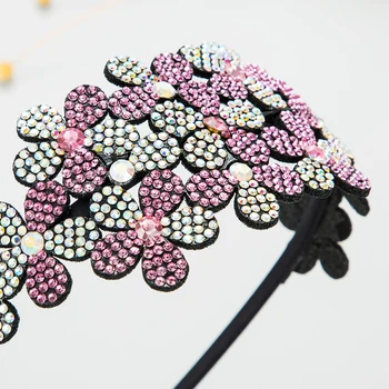 Elegantné kórejský Multi Color Crystal Kvet hlavový most pre Ženy Temperament Drahokamu Bowknot Kvetinový Hairband Dievčatá Strana Hearwear