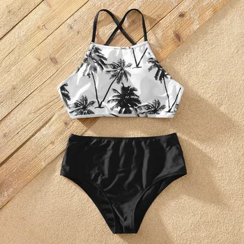 PatPat Nový Príchod Leta Kokosového Stromu Rodiny Zodpovedajúce Plavky Rodiny Vzhľad Plávať Nosenie V Pohode Sunshine Beach Nosiť Oblečenie Sady