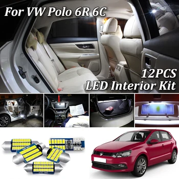 12Pcs Canbus Biele Auto Interiérové LED Svetla Kit Pre Volkswagen VW Polo 6R 6C Mk5 Interiérové LED Svetlo 2009-2018