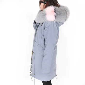 Maomaokong2020 nové oblečenie pre ženy Reálne fox kožušiny veľké kožušiny golier dlhej časti rozobrať hrubé líniové zimný kabát