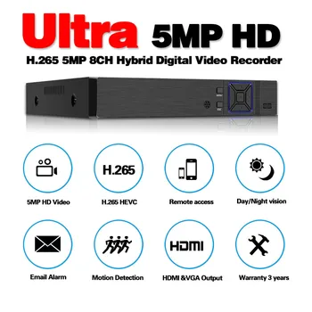 4 a 8 channe 1080P 5MP 6 v 1 DVR video rekordér pre AHD fotoaparát analógové kamery, IP kamery P2P NVR kamerový systém DVR H. 265 4ch 8ch