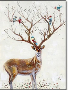 Umelecké Plátno Na Maľovanie Severské Zviera Jeleň Stromy A Kvety Obrázok Tlače A Plagáty Graffiti Umenia Pre Dieťa Deti Izba Dekor 3-47