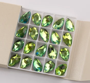 YANRUO 3230 Všetkých Veľkostí Peridot Drop Flatback Crystal Drahokamu Krásu Diamantu Šiť Na Kamienkami Pre Večerné Šaty