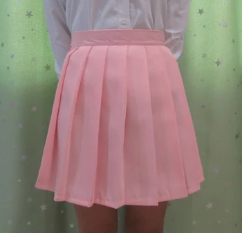Japonský JK macarons skladaný jednotné sukne školáčka jednotné sukne s vysokým pásom farbou sukne multicolor