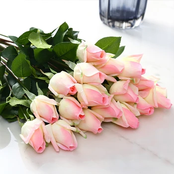 10pcs/set Rose Umelé Kvety, svadobné Kvety, Svadobné Kytice Latex Skutočný Dotyk Ruže Svadobné Kytice Domácej Strany Kvety