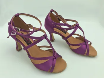 Hot Predaj sála latinské tanečné topánky salsa tango topánky strany obuv vo fialovej pre ženy profesionálne 6232P