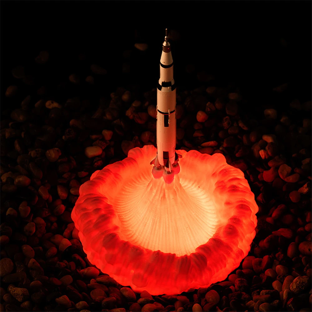 LED Nočné Svetlo 3D Tlač Raketoplánu Rocket Svietidlo Nabíjateľné Mesiac Lampy pre kancelársky Stôl Dekorácie Svetla Dieťa Vianočný Darček